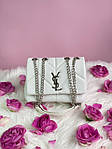 Жіноча сумка-клатч Yves Saint Laurent Puff Mini White/Silver (біла) KIS06043 маленька сумка з емблемою YSL top, фото 7