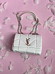Жіноча сумка-клатч Yves Saint Laurent Puff Mini White/Silver (біла) KIS06043 маленька сумка з емблемою YSL top, фото 8