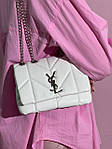 Жіноча сумка-клатч Yves Saint Laurent Puff Mini White/Silver (біла) KIS06043 маленька сумка з емблемою YSL top, фото 9