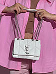 Жіноча сумка-клатч Yves Saint Laurent Puff Mini White/Silver (біла) KIS06043 маленька сумка з емблемою YSL top, фото 10