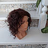 Перука кудрява з натурального волосся з моновставкою ручної роботи каштановий MILEDI -4/33, фото 5