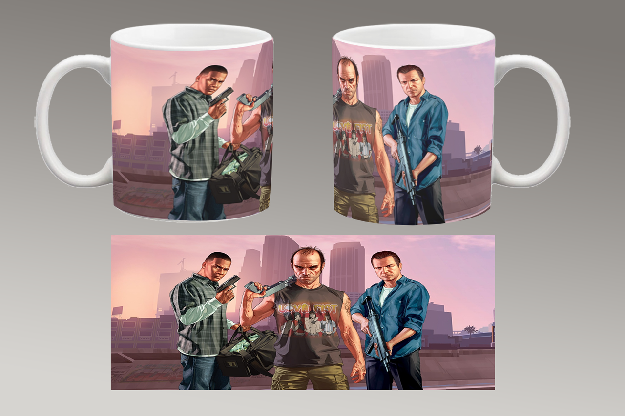 Чашка біла керамічна "GTA 5" Grand Theft Auto V "ГТА 5" ABC