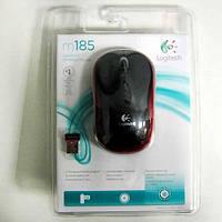 Беспроводная мышка Logitech M185 black-red USB