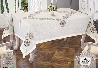 Скатертина лляна 160 220 прямокутна на стіл у вітальню святкова, скатертини лляні однотонні Кремовий