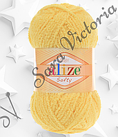 Пряжа желтая Alize Softy (ализе софти) микрополиэстер для амигуруми вязанные крючком игрушки 187 маргаритка