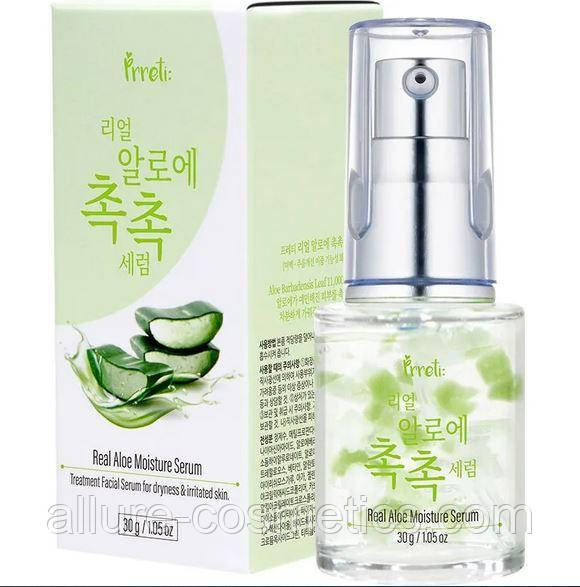 Ампульна сироватка з екстрактом Алое Prreti Real Aloe Moisture Serum 30g термін 10/10/2025, фото 1