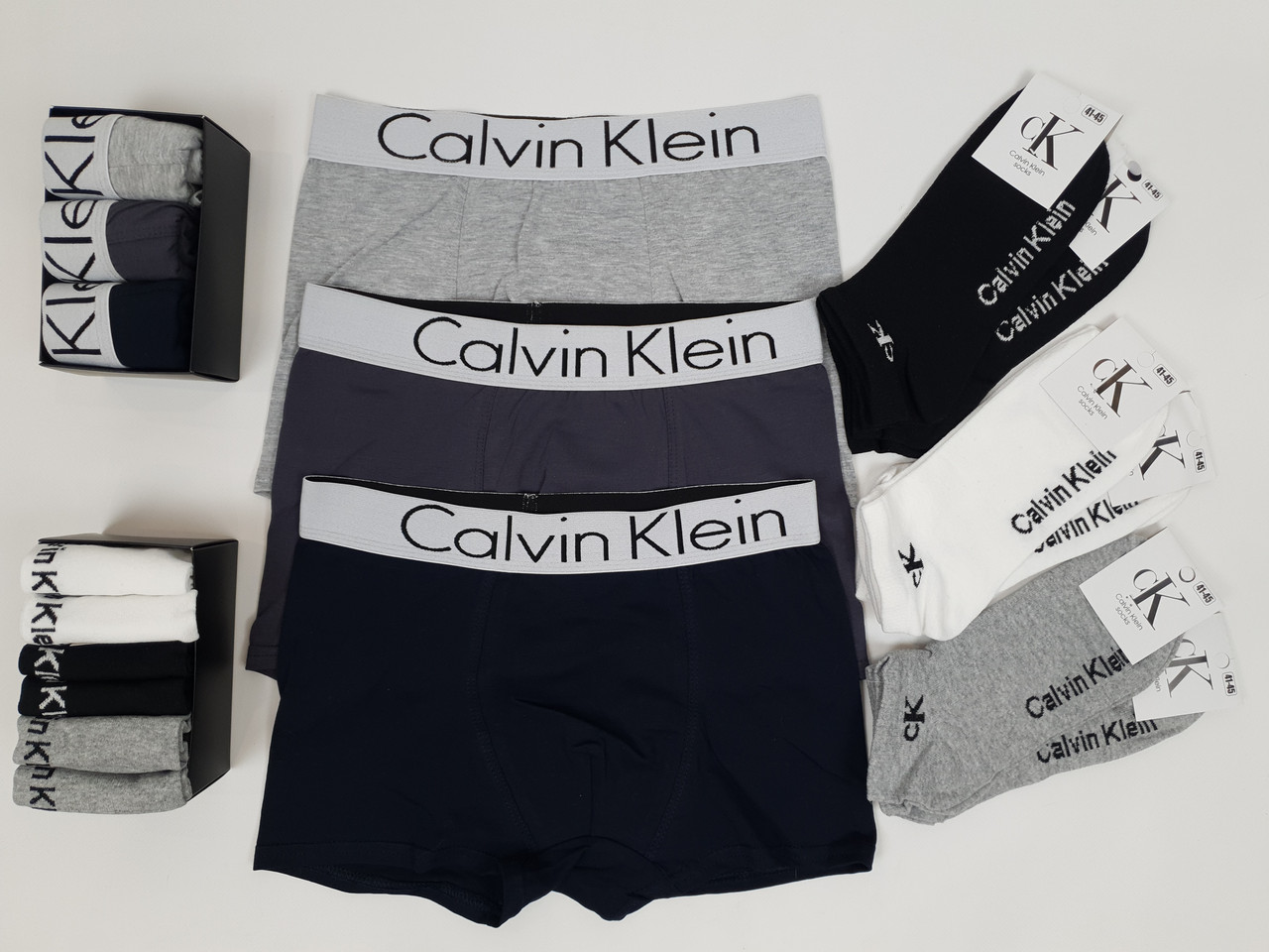 Нижнее белье. Носки и трусы 3шт и 6 пар Calvin Klein. Мужские боксеры трусы и короткие носки Кельвин Кляйн - фото 9 - id-p1910831750