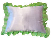 Подушка под сублимацию с салатовым рюшем ( размер 40х30см, атлас )