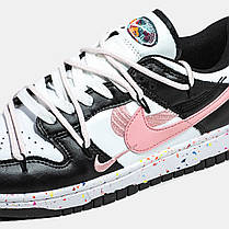 Жіночі Кросівки Nike SB Dunk Low Black White Pink / Найк СБ Данк Низькі Чорні з Білим та Рожевим, фото 5