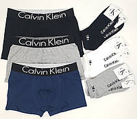 Кельвин Кляйн Набор носков и трусов 3шт и 6 пар Calvin Klein Трусы боксеры мужские и короткие носки в коробке