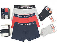 Tommy Hilfiger Трусы боксеры 3шт короткие носки 6 пар в коробке Томми Хилфигер Набор нижнего белья мужского