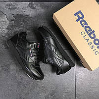 Мужские базовые легкие демисезонные кроссовки черные Reebok Classic пенка, рибок класик только 44 размер