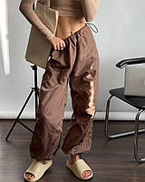 Трендовые женские штани карго с завязками, плащевка Канада; размер 42-46 (универсал)
