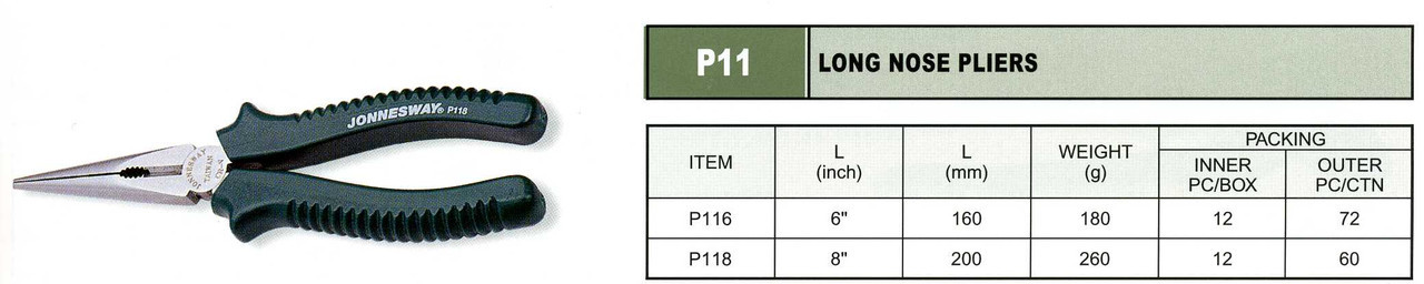 Длинногубцы 6" P116 (Jonnesway, Тайвань) - фото 2 - id-p332634930