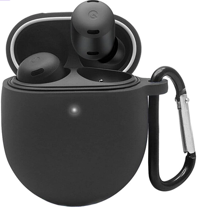 Силіконовий чохол із карабіном для Google Pixel Buds Pro чорний, фото 1
