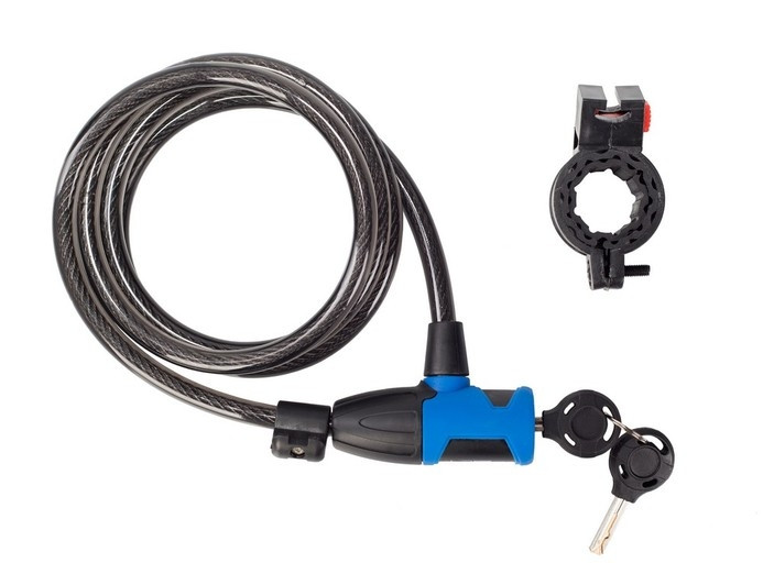 Замок на ключі Green Cycle GLK-255 з плетеним тросом 12х150 см, чорний