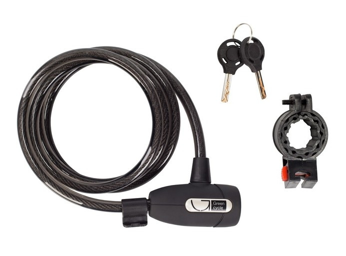 Замок на ключі Green Cycle GLK-220 з плетеним тросом 12х150cm, чорний
