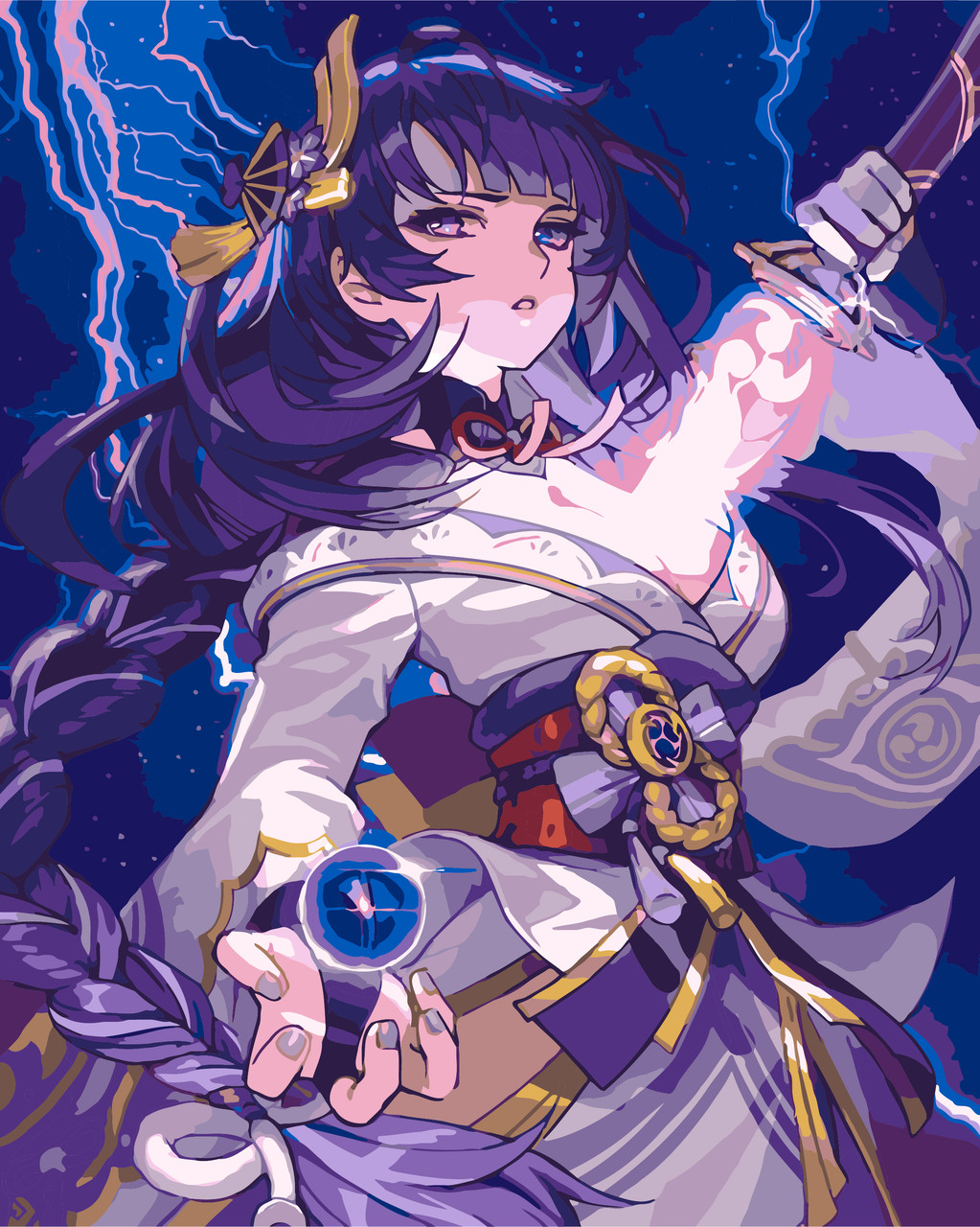 Картини за номерами 40×50 см Kontur. Аніме Геншин Імпакт Райден. DS0493, фото 1