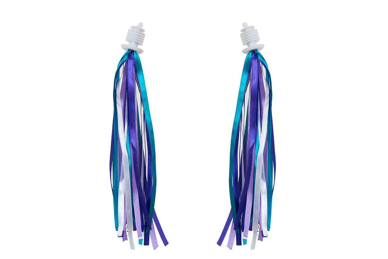 Прикраса на кермо Green Cycle GCS-551 блакитні з фіолетовим тканинним смужки, кріплення барендою