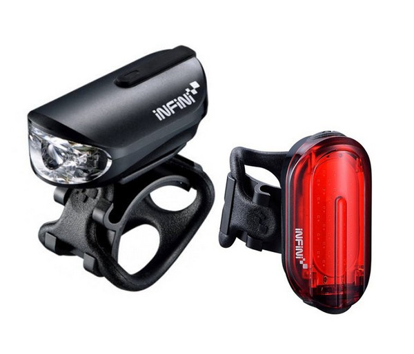 Комплект мигалок Infini OLLEY I-210P + I-210R, 4 режими + 7 режимів, USB кабель, з кріплень.