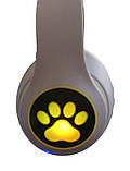 Навушники бездротові Cat Ear VZV-28M Bluetooth з різнокольоровим LED підсвічуванням та котячими вушками Бузкові, фото 5