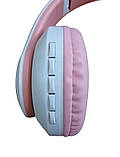 Навушники бездротові Cat Ear VZV-28M Bluetooth з різнокольоровим LED підсвічуванням та котячими вушками Рожеві, фото 4