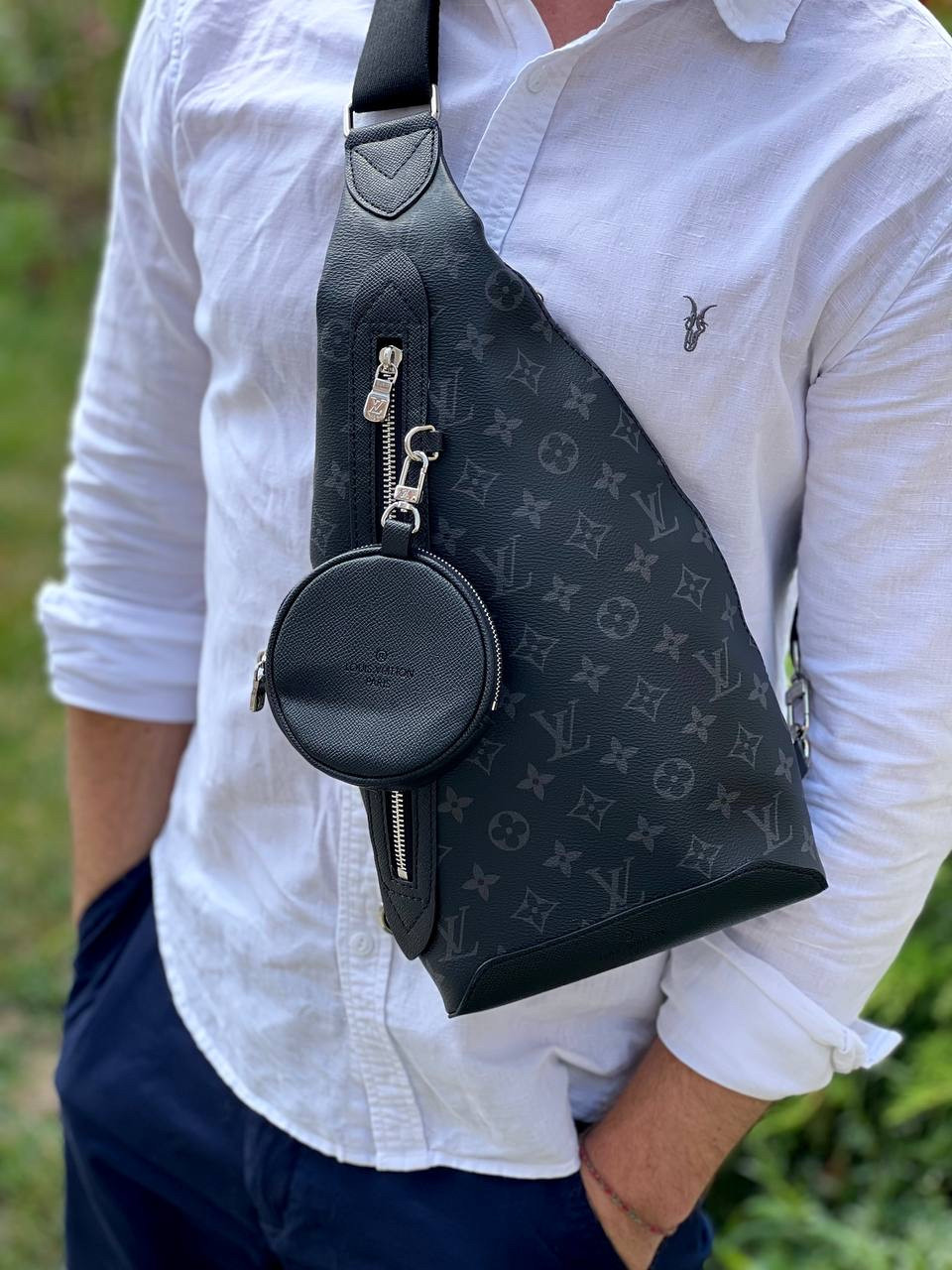 Купить Мужская поясная сумка Louis Vuitton Eclipse Duo Sling bag, цена 5600  ₴ —  (ID#1911096524)