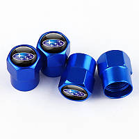 Ковпачки на ніпель із логотипом Subaru Short Blue Субару, 4 шт.