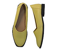 Размеры 38 и 40 Женские кожаные мокасины Viscala, на низком ходу, желтые Viscala 722-64