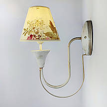 Бра білий із золотом та абажур з квітами на 1 лампочку Е14, 36х17х28 см, фото 3