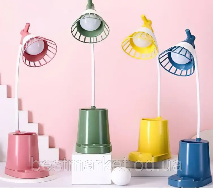 Лампа Настільна з Органайзером для Ручок і Підставкою Телефону Elite EL-2176 Акумуляторна в Асортименті, фото 1