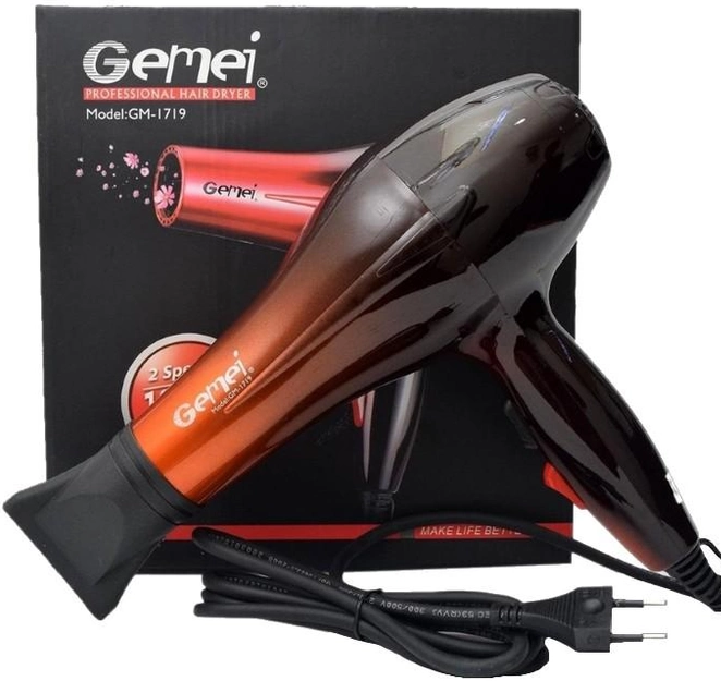 Фен для укладання та сушіння волосся Gemei GM-1719