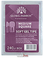Гелевые типсы для наращивания ногтей Global Fashion (Средний квадрат) 240 шт