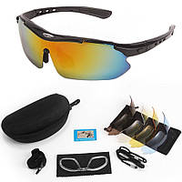Тактические очки с 5 съемными линзами + Чехол / Спортивные защитные очки с поляризацией