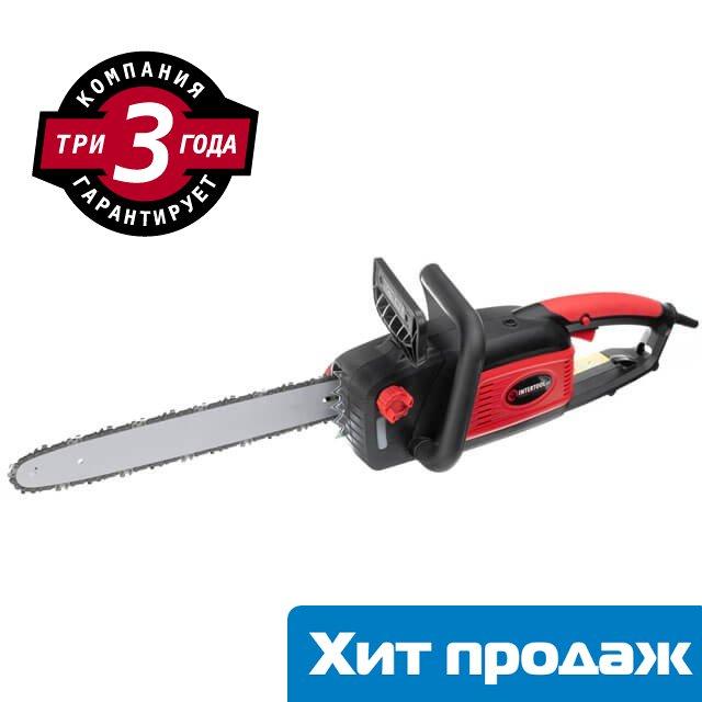 Пила ланцюгова електрична потужна 2400 Вт, INTERTOOL WT-0625 без шкідливих вихлопів, можна працювати в приміщенні