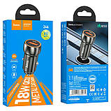 Автомобільний зарядний пристрій HOCO Z46 Blue shield single port QC3.0 car charger set(Micro) Metal Gray, фото 4