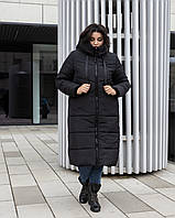 Подовжена зимова жіноча куртка батал 107/ р.48-70/чорний