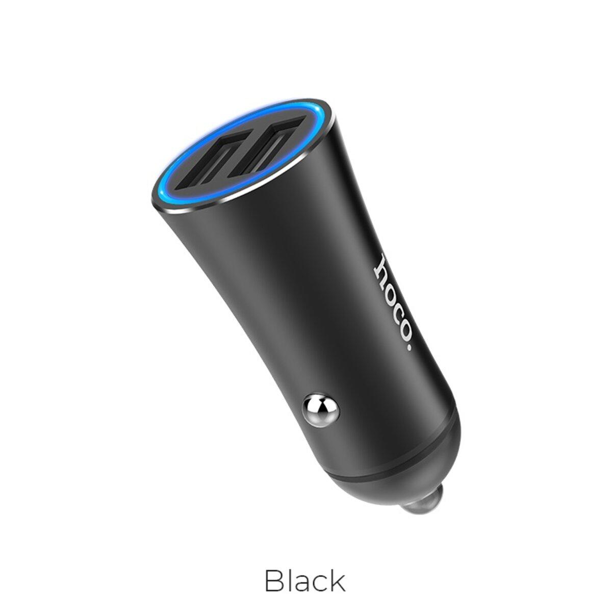 Автомобільний зарядний пристрій HOCO Z30A Easy route dual port car charger Black