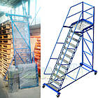 Металева платформна драбина 3 метри, складська пересувна драбина Н 3000 мм, фото 10