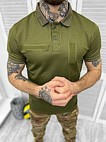 Тактична футболка поло з коротким рукавом Gendarme Oliva / Сорочка армійська поло ЗСУ зелена (арт.13932)