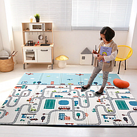Детский игровой развивающий двухсторонний коврик "ГОРОД - ОКЕАН" 200х180 см, складной коврик для детей