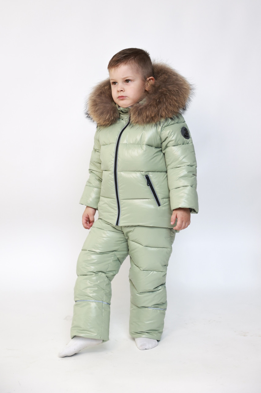 Детский зимний комбинезон Glamour kids Фисташка - фото 3 - id-p1911357250