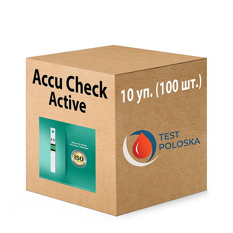 Тест-смужки Акку-Чек Актив 100 штук (Accu-Chek Active) 10 пачок, фото 1