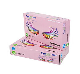 Нітрилові рукавички неопудрені рожеві, р. S 100 шт. Care 365