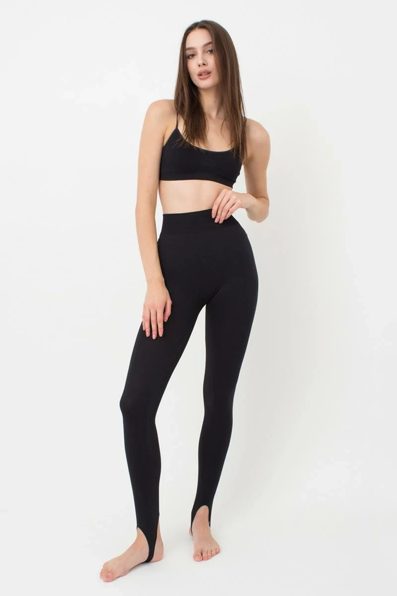 Лосіни безшовні класичні жіночі з мікрофібри з п'яткою Giulia Leggings Straps чорні S/M - L/XL