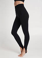 Лосіни безшовні класичні жіночі з мікрофібри з п'яткою Giulia Leggings Straps чорні S/M - L/XL, фото 3