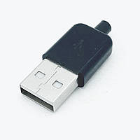 Штекер USB тип A под пайку на кабель черный (бакелит)