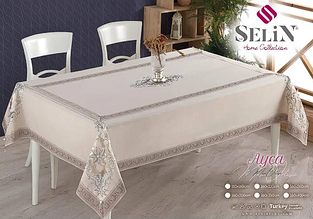 Скатертина лляна 160 220 прямокутна на стіл у вітальню святкова, скатертини лляні однотонні Кремовий