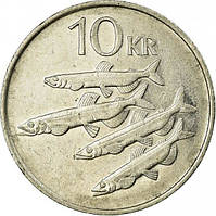 Рыбы. Монета 10 крон, 1984-1994 год, Исландия. (АЛ)
