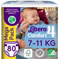 Подгузник Libero Comfort Размер 4 (7-11 кг) 80 шт (7322541756820)